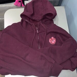 PINK hoodie with flare track pants